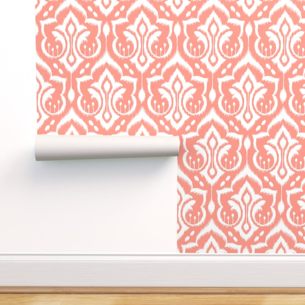 Peel-and-Stick Removable Wallpaper Peach Ikat Modern Damask - Walmart