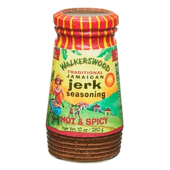 Walkerswood Traditional Jamaican Jerk Seasoning and Marinade, Hot & Spicy, 10 oz, 28 servings per container,  Free, Only 5 calories per serving, For chicken, pork, fish, hamburgers & vegetables.