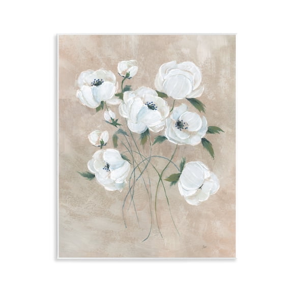 Stupell Industries Flowers on Neutral Beige Plants & Flowers Painting Unframed Art Print Wall Art, 11 x 14