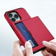 thumbnail image 5 of Compatible with iPhone 16 Pro Case with Card Holder, Dual Layer Heavy Duty Protective Military Grade Shockproof Hidden Card Slot Slim Wallet Phone Cover for Women&Men,Red, 5 of 9