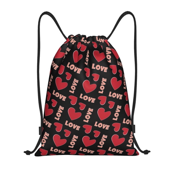 Fotbe Heart and love Bolsa Mochila con Cordón Estampada, Bolsa de Gimnasio Deportiva, Bolsa Cinch, Bolsa con Cordón para Hombres y Mujeres-Small