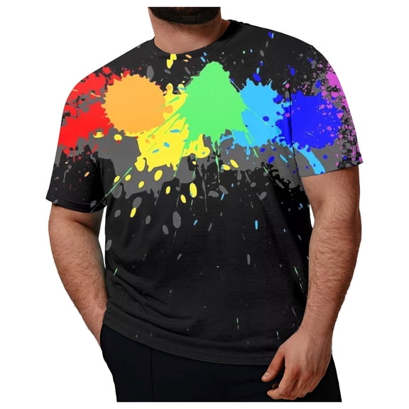 JAJAHO Mens T Shirt Plus Size Short Sleeve Graphic Tee Funny Printed Loose Fit Crew Neck Casual Daily Wear Summer Soft Tops