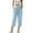 Light Blue, variant on Costeam Womens Multi Button Pleated Front Linen Capri Pants Dual Side Slip Pockets Non Elastic High Waist Lightweight Wrinkle Resistant Loose Mid Calf Casual Cropped Trousers