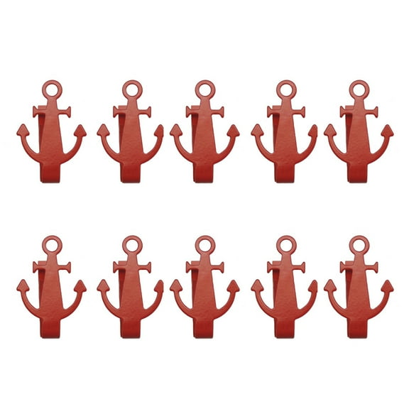 10 Pack Tablecloth Clips for Camping Picnic Table, Nautical Anchor Shape Tablecloth Fasteners, Red