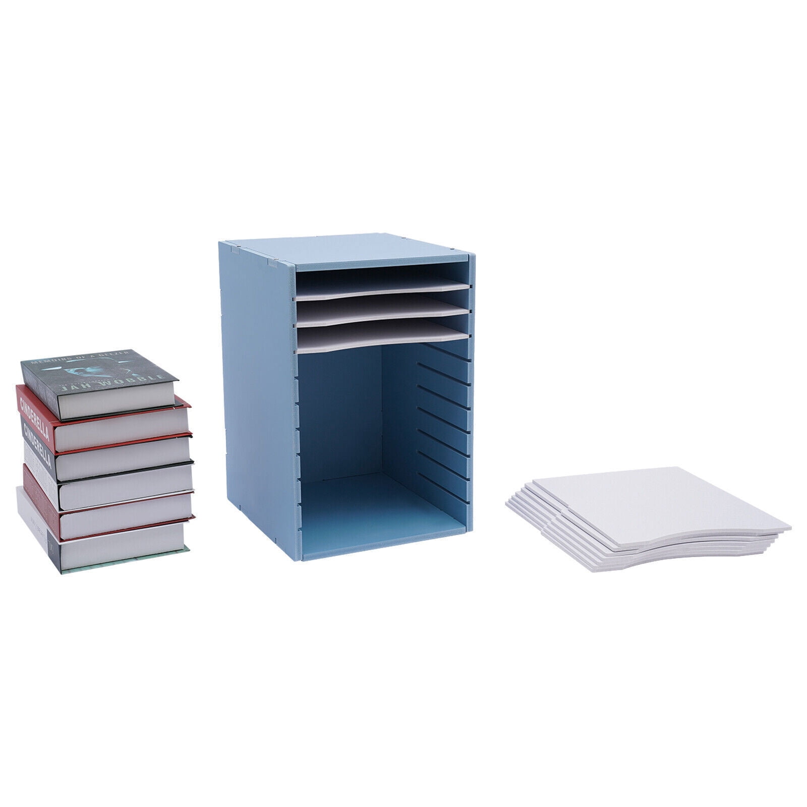 File Organizer for Desk 11-Tier Desktop Paper Storage Letter Tray File Sorter Office Blue
