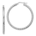 thumbnail image 1 of FB Jewels Leslie's 10k 3x35 White Gold Diamond-cut Round Hoop Earrings, 1 of 3