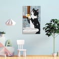 thumbnail image 4 of YarnArtistry Funny Bathroom Canvas Wall Art Black Cat Bathroom Poster Prints Whimsical Animal Painting Cute Cat Washroom Artwork Picture Wall Decor for Living Room Restroom, 4 of 6