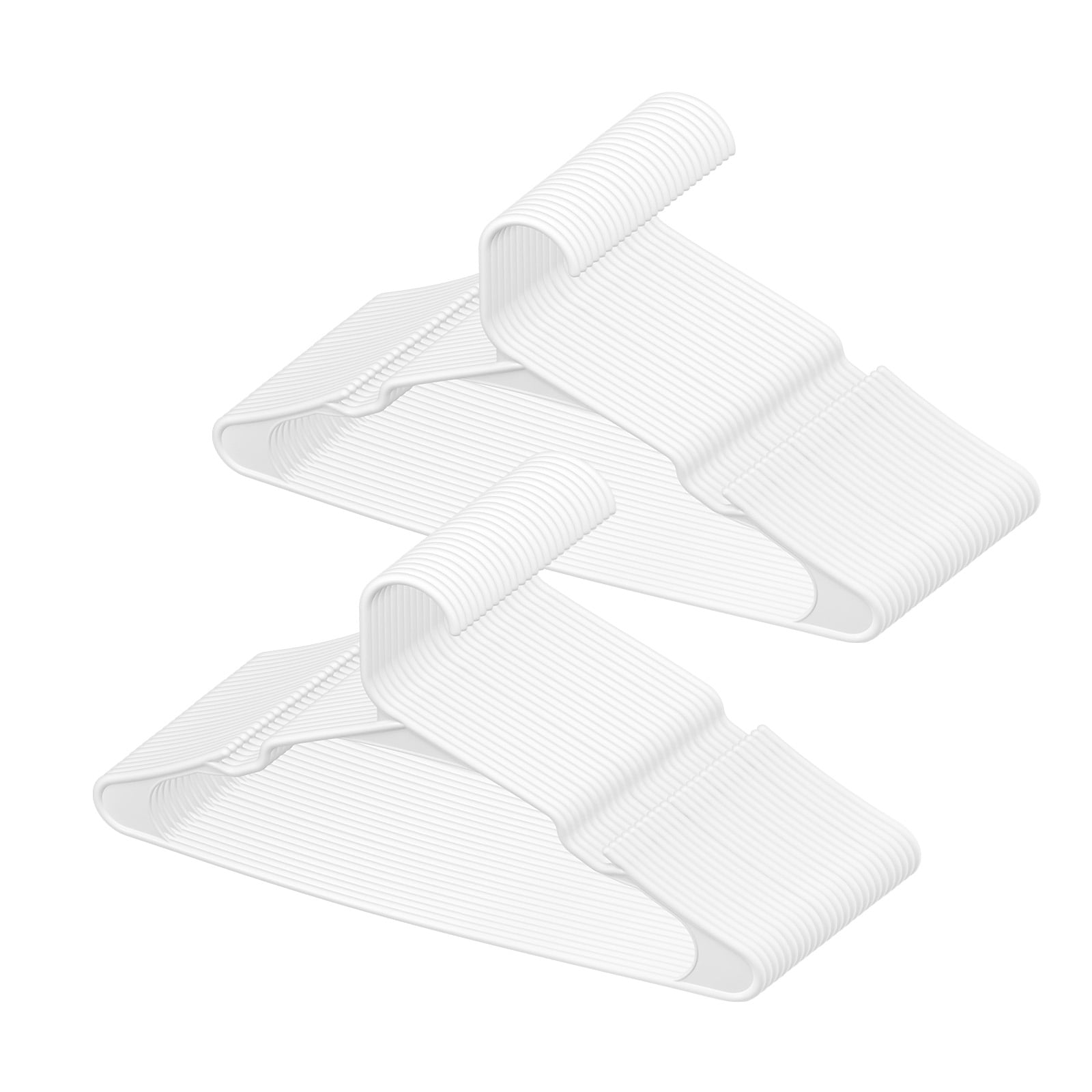 KFFKFF Slim 0.2-inch Hangers, 50-Pack, White, with Durable Triangular Structure & Enhanced Notch, Non-Slip, Space-Efficient, Ideal for T-Shirts, Shirts, Slings & Pants