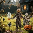 thumbnail image 4 of Halloween Scarecrow Decorations 8 Pack Acrylic Window Yard Signs 20x6 Inch Skeleton Pumpkin Cutouts for Outdoor Scenes, 4 of 4
