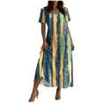 thumbnail image 2 of Gamivast Plus Size Dresses for Women V-Neck Short Sleeve Maxi Dress Floral Dress Loose Fit Long Dress Boho Beach Dress Vacation Sundress Resort Wear for Cruise Green XXL, 2 of 7