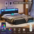King Led Bed Frame With Storage Headboard Faux Leather King Size Platform Bed Frame With Power King Led Bed Frame With Storage Headboard Faux Leather King Size Platform Bed Frame With Power