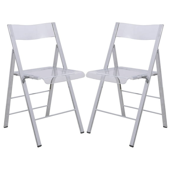 Menno Transparent Folding Chair – Lightweight Foldable Plastic Chair for Indoor & Outdoor Use, No Assembly Required, Ideal for Parties, Events, and Outdoor Gatherings in Clear Set of 2