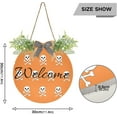 thumbnail image 3 of Halloween Skull Welcome Sign Front Door Round Wall Door Sign with Flowers Hanging Sign for Entryway Front Porch Hallway Yard Garden Home Decor, 3 of 7