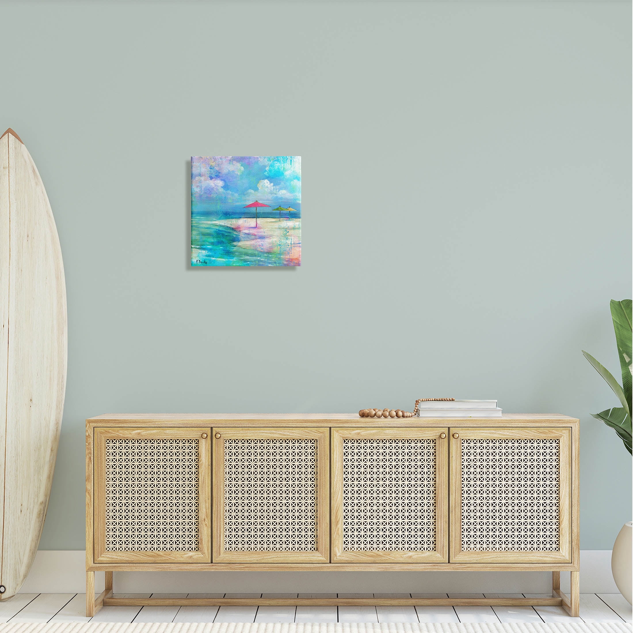 Stupell Industries Umbrella Beachscape Watercolor Mirage Painting Gallery Wrapped Canvas Print Wall Art, Design by Paul Brent