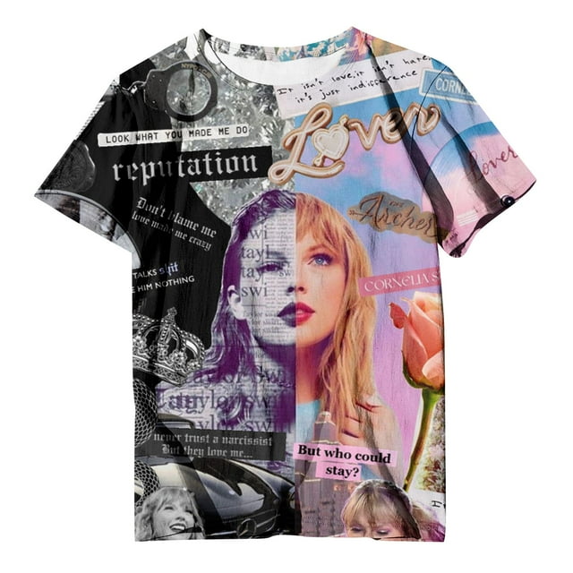TayIor Sw1ft Chemises, Tylor Sw1ft Merch, Tylor Sw1ft, Chemises Blouse à Manches Courtes à Col Rond Imprimées Décontractées de Mode pour Femmes, T-Shirts Graphiques pour Amatrices de Musique pour Femmes TKFASHION Rose Pâle TG