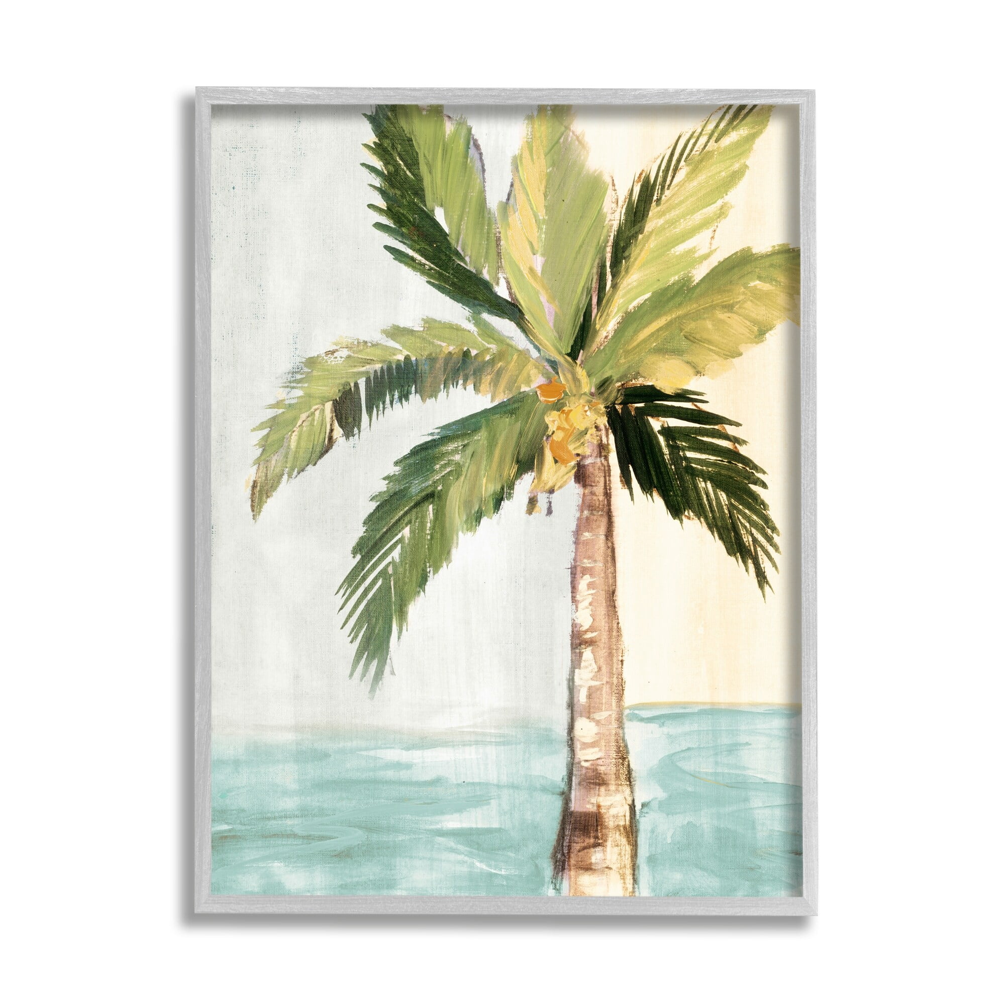 Stupell Industries Palm Tree Leaves Tropical Summer Breeze Beach Framed Wall Art, 11 x 14, Design by Robin Maria