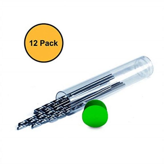 Gyros Mini Twist Drill Bits Size #67(.0320"/.813mm) Includes 12 Precision Hand Micro Drill bits with Clear Storage Vial | Carbon Steel | For use with Pin Vise and Rotary Tools (45-11267)