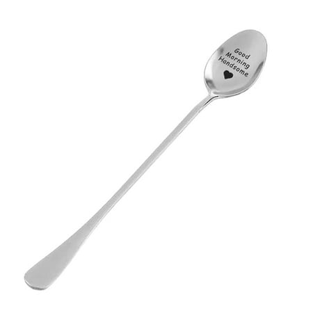 

Sofullue Good Morning Beautiful/Handsome Couples Spoon Long Handle Coffee Tea Ice Cream f