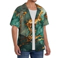 thumbnail image 2 of Susaid Emerald Color Gold Marble Print Men's Polo Shirts Button Down Short Sleeve Casual Summer Beach Vintage Shirts for Men-X-Large, 2 of 5