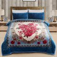 thumbnail image 1 of JML Soft Plush Fleece Blanket for Bed Queen 75"x87" 5lb,2 Ply Raschel Blanket Blue Flower, 1 of 7