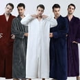thumbnail image 2 of Albornoz para hombre y mujer, ropa de dormir suave, chal de kimono, cremallera gruesa informal, 2 of 3