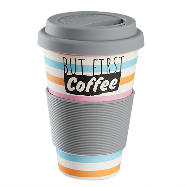 Biplut 470ml Coffee Mug Decal Design Insulation Portable Bamboo Fiber  Degradable Water Cup for Travel (Type 7) 