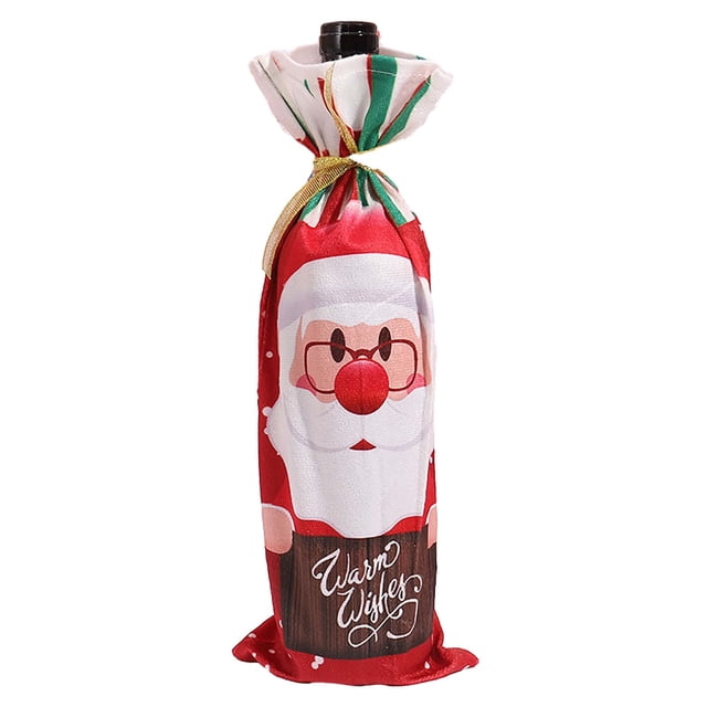 WHEANG Christmas Rope Strap Printed Wine Set Red Wine Champagne Bottle Set Cartoon Wine Set