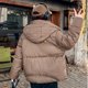thumbnail image 4 of Parkas de manga larga para mujer, color liso, estilo corto, holgadas y gruesas, con capucha, bolsillo y cremallera, chaqueta de manga larga, parte superior de poliéster para mujer, 4 of 4