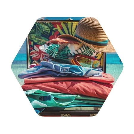 

Ocsxa Tropical Vacation Essentials Coasters for Drinks Leather Coasters Set of 4 for Coffee Table for Housewarming Kitchen Bar Decor One Size