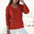 thumbnail image 2 of Women's Pullover Sweater Solid Color Long Sleeve V Neck Knit Casual Design for Everyday Wear Fashionable Comfort, 2 of 5