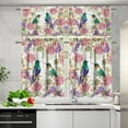 thumbnail image 5 of Hummingbird Flower Window Curtain 3 Piece Pink Hummingbird Spring Curtains Coffee Shop Window Valance and Tier Insulation Curtains for Room S, 5 of 6