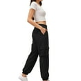 thumbnail image 6 of Lenpel Women's Plus Size Cargo Joggers Baggy High Waisted Tapered Leg Hiking Travel Pants Dressy Casual Work Pants(Black,5X-Large), 6 of 7