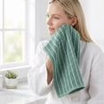 thumbnail image 5 of REGALWOVEN Cotton Striped Washcloths - 13" x 13" Soft & Absorbent Face Cloths for Bathroom, Kitchen Green 4pk, 5 of 7