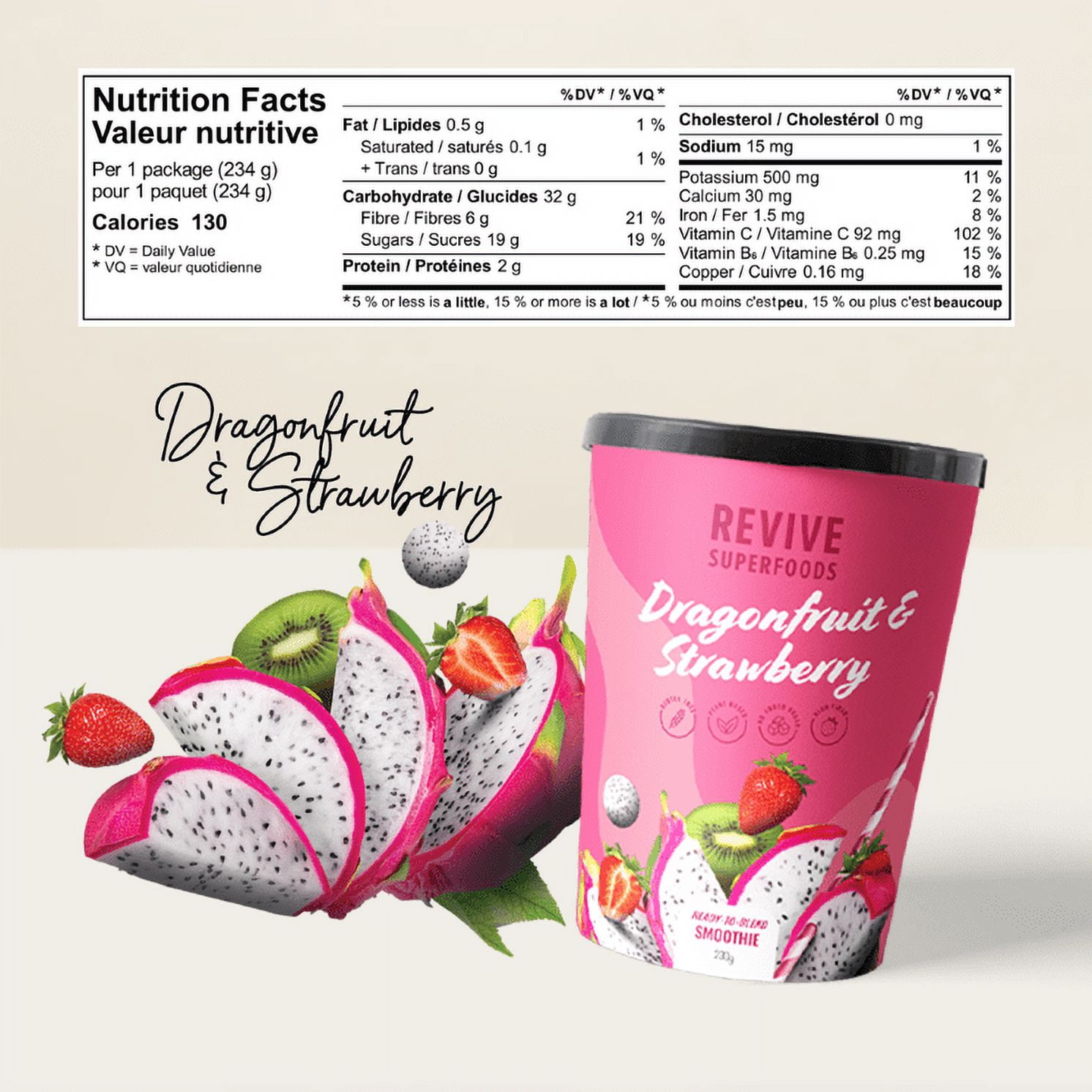 Revive Superfoods Plant-Based Frozen Fruit Smoothie Kit - 6 Pack Dragon  Fruit & Strawberry Smoothie with Dragon Fruit, Strawberry, Lychee, Kiwi,  Acai