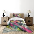 thumbnail image 3 of Ambesonne Colorful Quilted Bedspread Set 2 Pcs, Futurist Painting Strokes, Twin Size, Hot Pink Lime Green Teal, 3 of 4