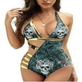 thumbnail image 4 of Femmes d'Été Maillots de Bain une Pièce Creux Patchwork Sans Manches Beachwear, 4 of 5