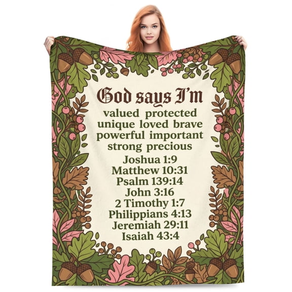 Religious Bible Verse Flannel Throw Blanket, Floral Christian Design Blanket, Ultra Soft Cozy Lightweight Blanket for Sofa, Couch, Bed, Inspirational Home Decor