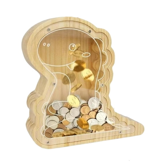 SDFGTstore Creative Wooden Dinosaur Savings Container for Kids - Perfect Coin Box Gift for Boys and Girls Birthdays