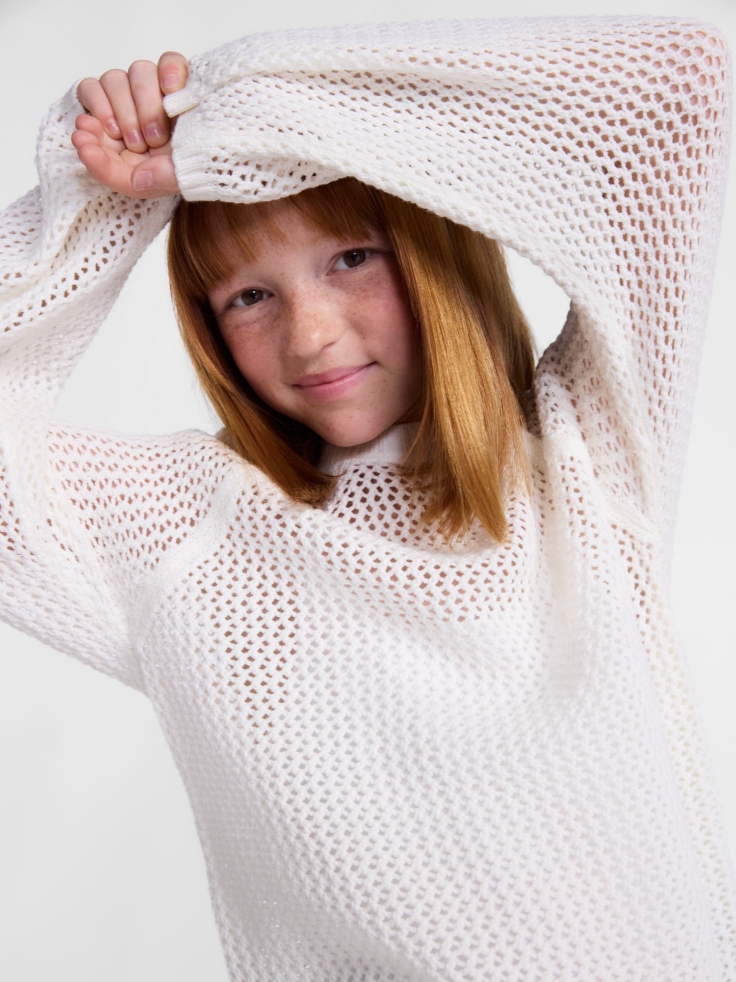 Wonder Nation Girls Open Knit Sweater, Lightweight, Sizes 4-18 & Plus