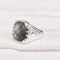 thumbnail image 5 of Labradorite Mans Ring, Blue Fire Labradorite, Checkerboard Labradorite, Silver Jewelry, 925 Silver Ring, Birthday Gift, Heavy Mens Ring, Arabic Design, Ottoman Style Ring, Christmas, Mens Signet Ring, 5 of 6