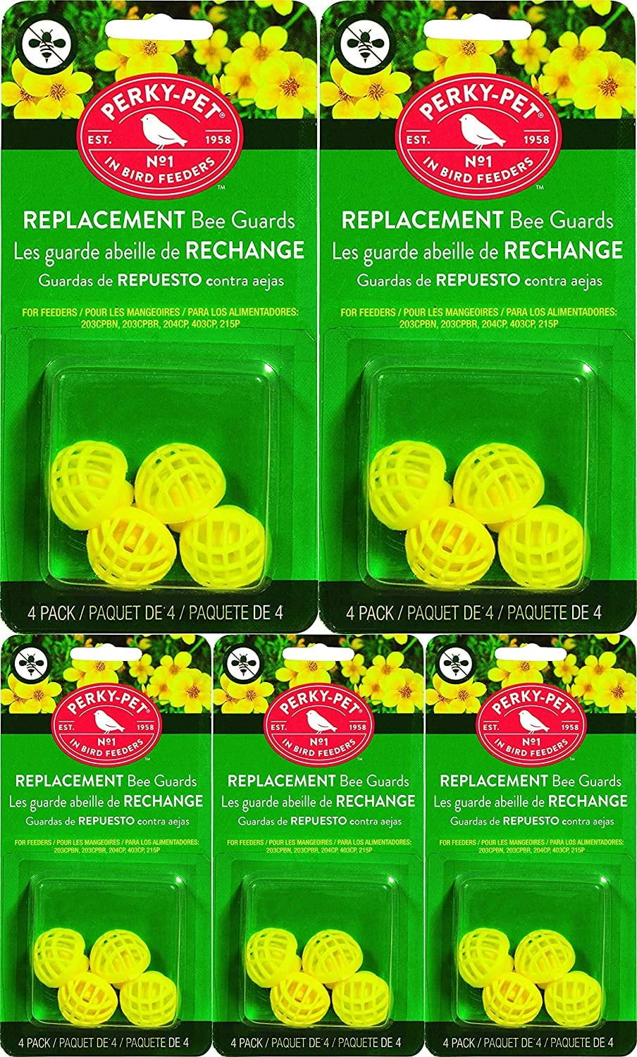 Perky-Pet 205Y Replacement Yellow Bee Guards for Feeders 203C and 203CP 4 PIECE 