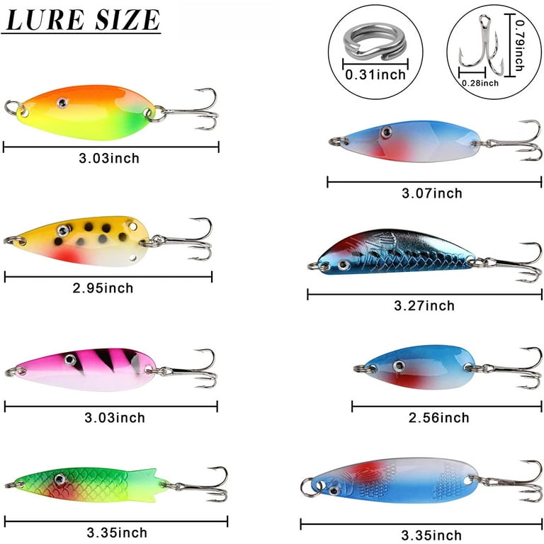Fishing Spoons Lures Kit 30pcs Hard Metal Colorful Spinner Baits Casting  Trolling Trout Spoon Fishing Lures for Bass Salmon Pike Walleye 