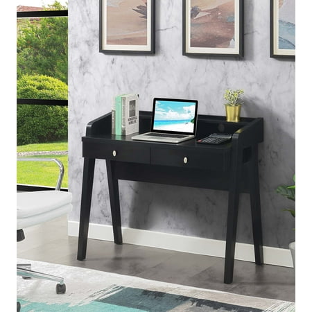 UPC: 0095285432493 | Convenience Concepts Newport Deluxe 2 Drawer Desk with Shelf  Black