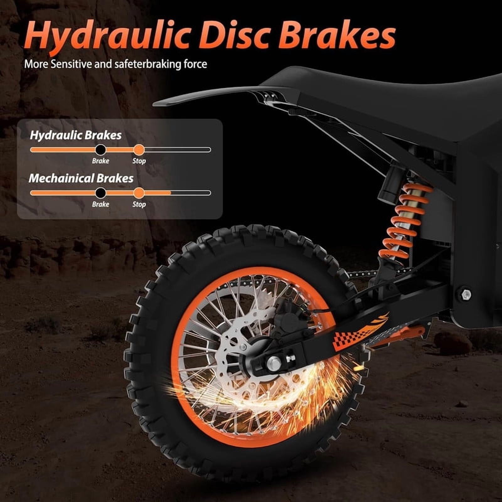 3000W 48V Electric Dirt Bike for Adults 38MPH Top Speed 38 Miles Range Full Suspension UL2849 Certified