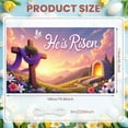 thumbnail image 2 of Wooden Cross He is Risen Banner Purple Drape Resurrection Display Crown of Thorns White Doves Christian Backdrop for Easter Sunday Church Service Resurrection Celebration, 2 of 4