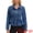 Blue, variant on Women's Button Down Collar Ruffle Hem Peplum Jean Jacket 2XL Blue