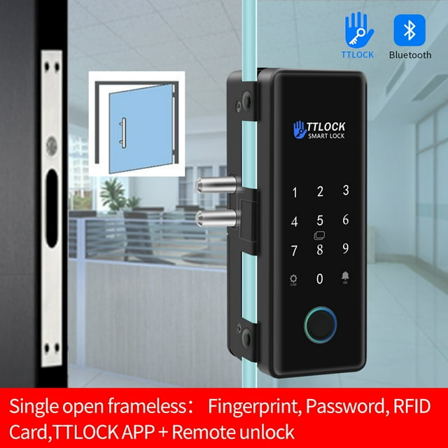 Bluetooth Unlock Control Smart Glass Door Lock Electronic Biometric Fingerprint Electric Password