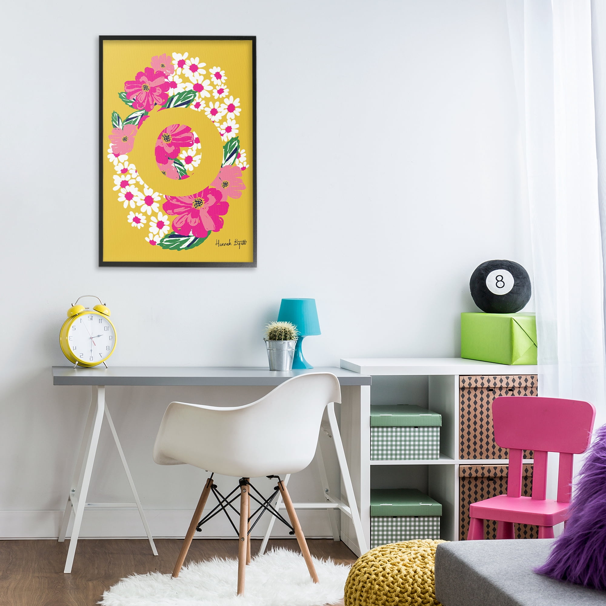 Stupell Industries Floral Bloom Letter O Botanical & Floral Painting Black Framed Art Print Wall Art, 20 x 30
