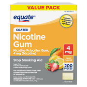 Equate Coated Nicotine Polacrilex Gum 4 mg (nicotine), Fruit Flavor, 200 Ct