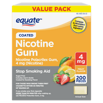 Equate Coated Nicotine Polacrilex Gum 4 mg (nicotine), Fruit Flavor, 200 Ct